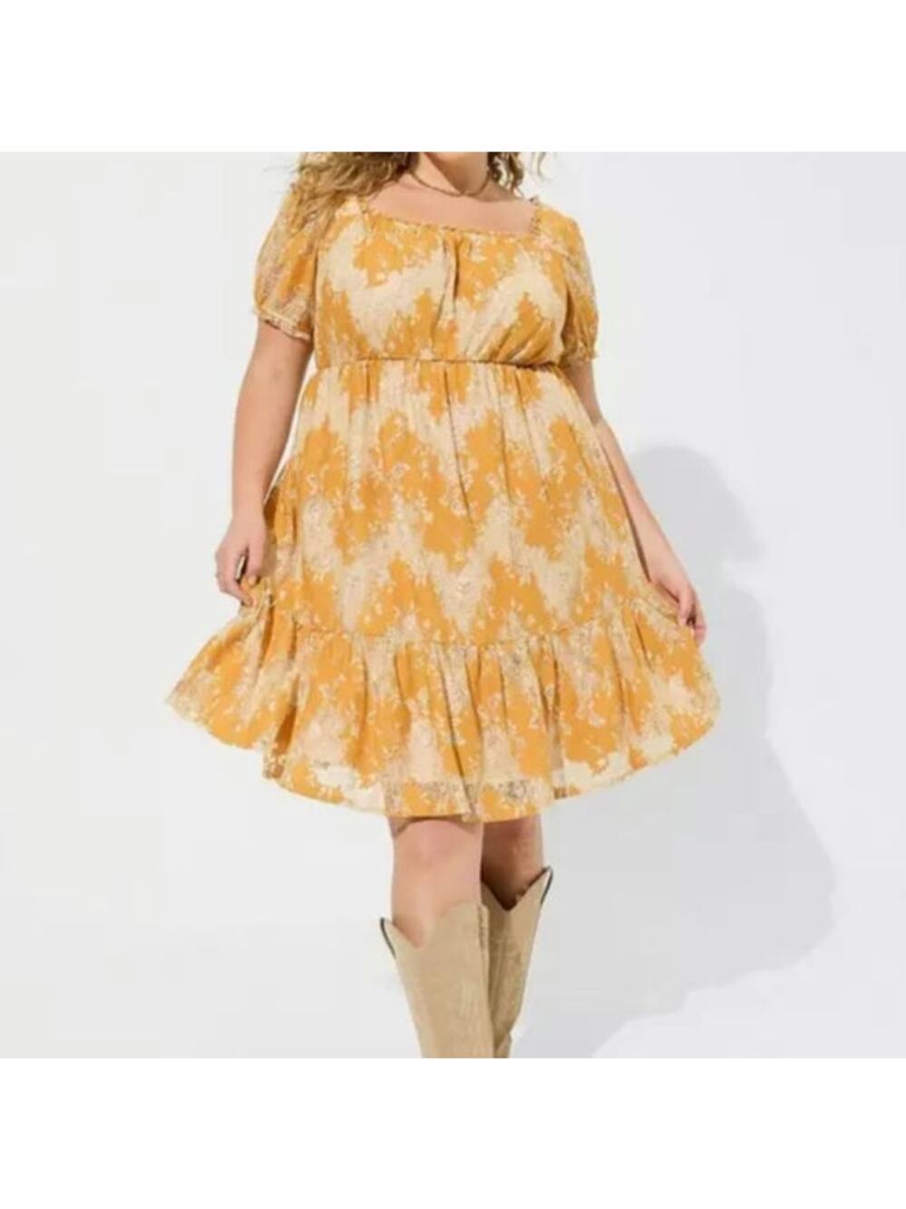 Torrid Two Tone Lace Tiered Mini Babydoll Dress Summer Boho Cottagecore